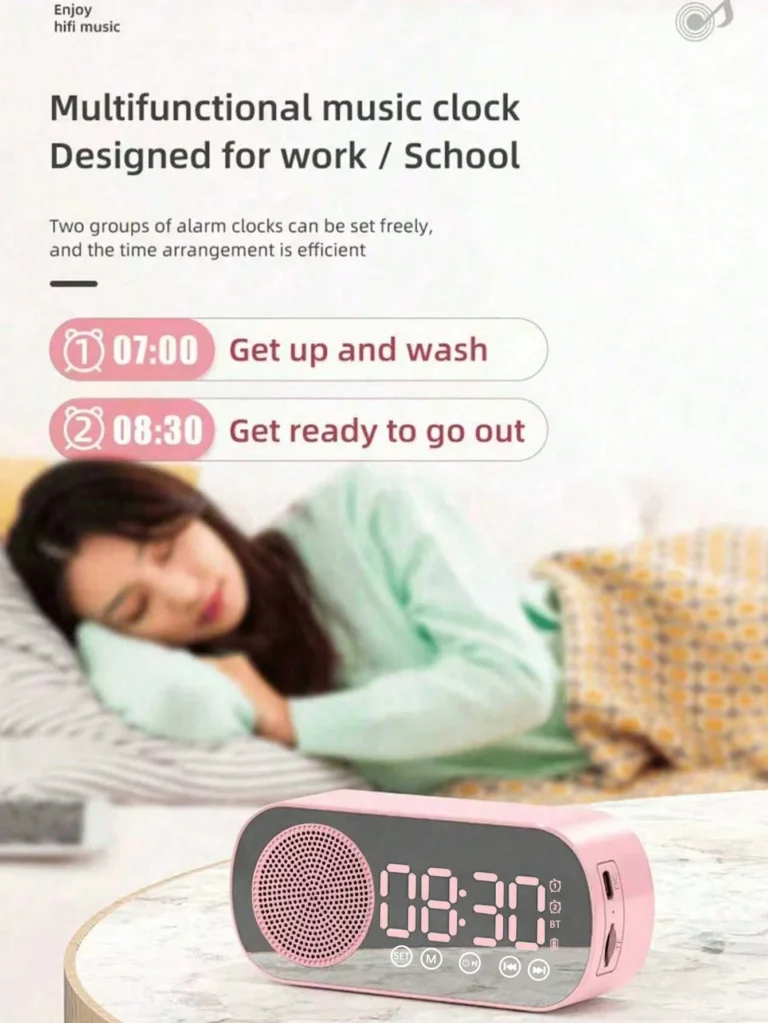 Bluetooth Speaker with Alarm Clock and Subwoofer - Mini Multi-functional Device - Image 5
