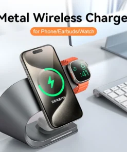 Alternative view of 4-in-1 Wireless Charger Stand - 15W Fast Charging for iPhone, AirPods, and Apple Watch