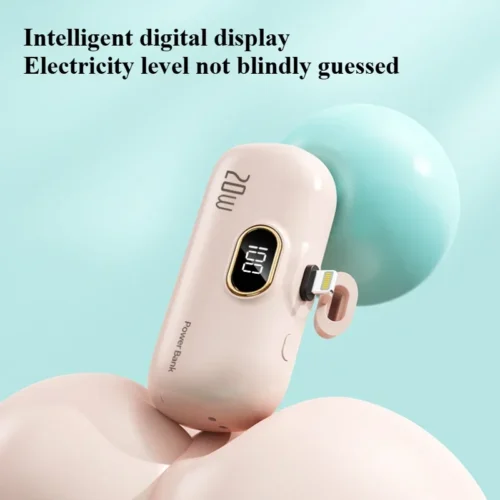 Alternative view of Mini 10,000mAh Power Bank with Built-in Cable - Portable Mobile Charger for Type-C and Lightning Devices