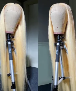 Alternative view of 13x6 HD Transparent 613 Blonde Lace Frontal Human Hair Wigs Brazilian Straight Lace Front Human Hair Wigs Can Be Dyed Any Color