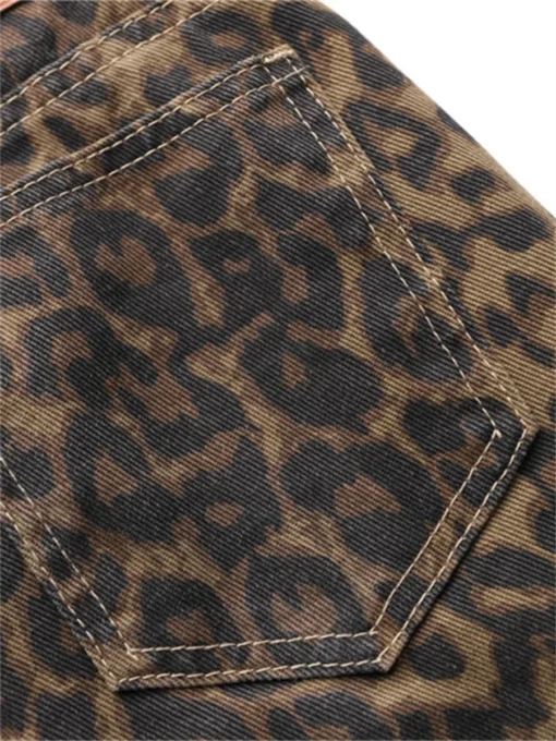 Leopard Print High Waisted Wide Leg Jeans for Women - Image 5