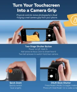 Alternative view of TELESIN Magnetic Phone Camera Shoot Hand Grip Phone Holder Shooting Aid Remote Control Handle for Iphone HUAWEI SAMSUNG Phone