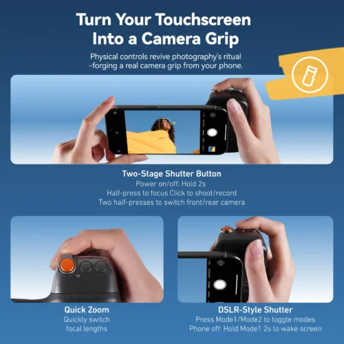 Alternative view of TELESIN Magnetic Phone Camera Shoot Hand Grip Phone Holder Shooting Aid Remote Control Handle for Iphone HUAWEI SAMSUNG Phone