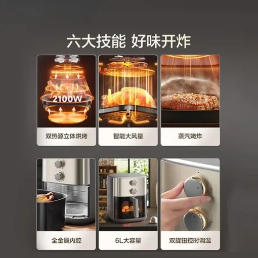 Large-Capacity Air Fryer with Dual Knobs for Effortless Cooking and Meal Preparation - Image 4