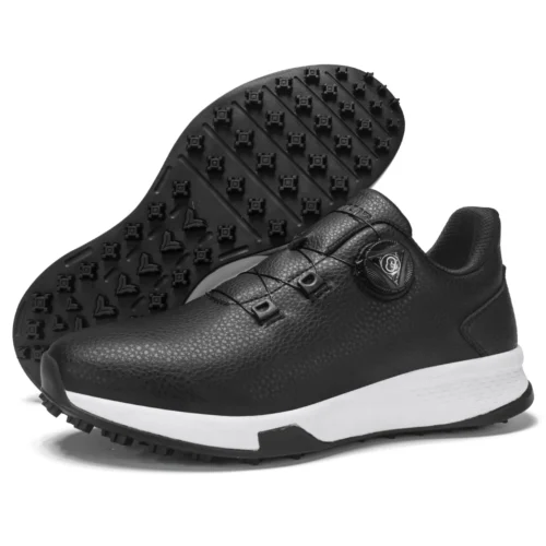 Golf Shoes for Men Women Outdoor Leather Sneakers Flat Walking Professional Fashion Soft Big Size Blue Black