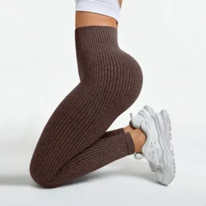 Yoga Leggings with Seamless Tummy Control for Women's Fitness Sportswear - Brown, XS