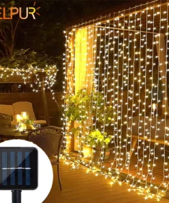 Solar Curtain Light LED Outdoor Waterproof 300leds Garland Decoration String Lights Yard Christmas Fairy Garland String Lights