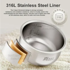 Alternative view of Midea Stainless Steel Rice Cooker with 24-Hour Timer and Steam Function for Home Cooking