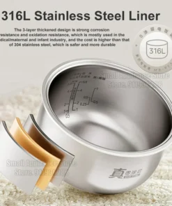 Alternative view of Midea 3L Stainless Steel Rice Cooker with 24-Hour Timer and Steam Function