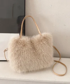 Faux Fur Tote Bag Women's Bucket Plush Luxury Design Ladies Handbags Soft Winter Crossbody Shoulder Bags Bolsa Feminina