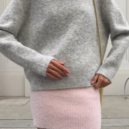 Hirsionsan Basic O Neck Basic Sleeve Sweater Women 2025 Oversized Short Knitted Wool Pullover Female Casual Thick Warm Soft Tops