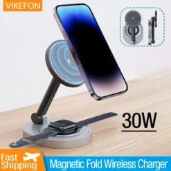 Magnetic Wireless Charger Stand with Fast Charging for iPhones and Apple Devices