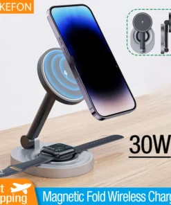 Magnetic 2 In 1 Wireless Charger Stand Pad Fast Charging Station Dock For iPhone 15 14 13 12 Pro Max Apple Watch 8 7 6 Airpods