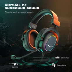 Alternative view of Fifine RGB Gaming Headset with 7.1 Surround Sound, 3 EQ Modes, Compatible with PC, PS4, PS5