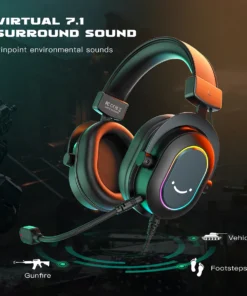 Alternative view of Fifine RGB Gaming Headset - Over-Ear, 7.1 Surround Sound, Compatible with PC, PS4, PS5, 3 EQ Modes