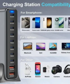 Alternative view of 800W GaN Charger 10-Port USB C PD3.1 Fast Charging Station for iPhone 16/15 Samsung MacBook