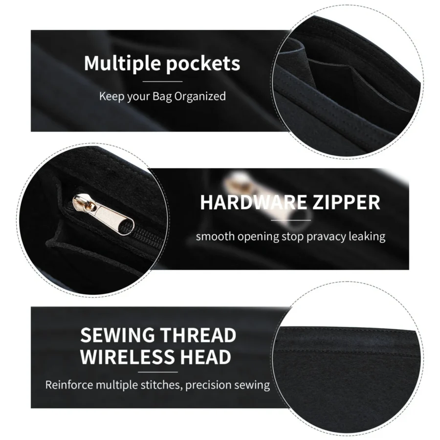 Purse Organizer Insert - Felt Handbag Organizer, Available in 5 Colors and 3 Sizes - Image 5