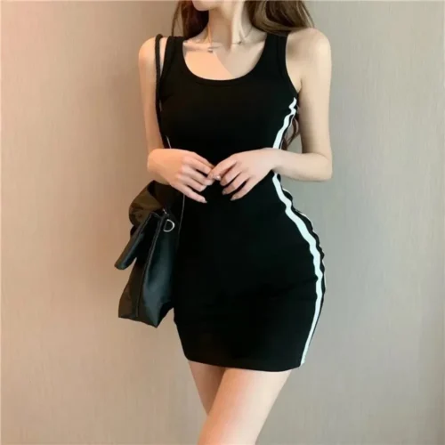 Summer Women's Casual Sheath Dress, Spaghetti Strap Sleeveless Slim Fit