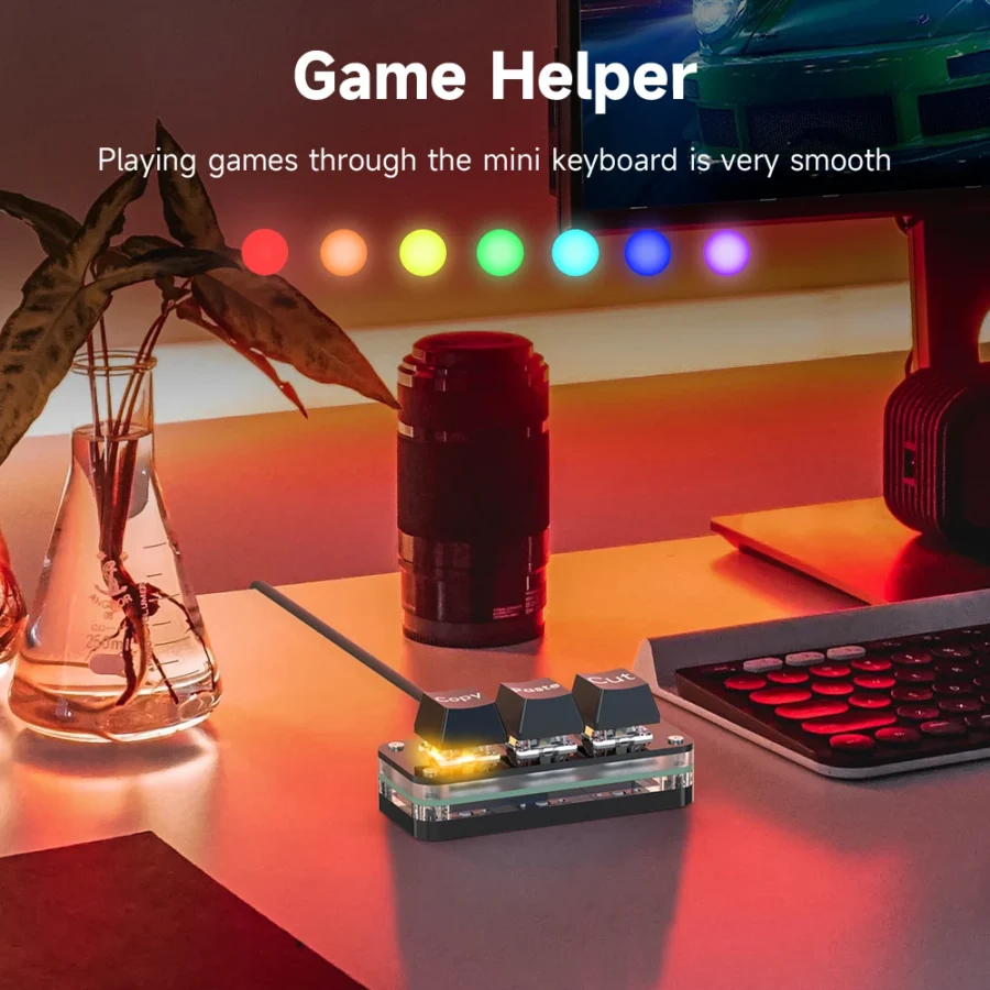 RGB 3 Keys Macro Programming Mini Keyboard for Photoshop Gaming Hotswap Programming Keypad Copy Paste Mini Button Macropad - Image 6