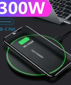 300W Fast Wireless Charger Pad For iPhone 16 15 14 13 12 X Pro XS Max Samsung Xiaomi Huawei Phone Wireless Charging Dock Station