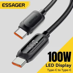 Essager USB Type C to USB C Cable 100W 5A Fast Charging Wire for Macbook and Samsung Devices