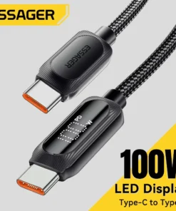 Essager USB Type C To USB C Cable 100W 5A PD Fast Charging Wire Cord For Macbook Xiaomi Samsung Type-C Digital Display Cable 3Ｍ