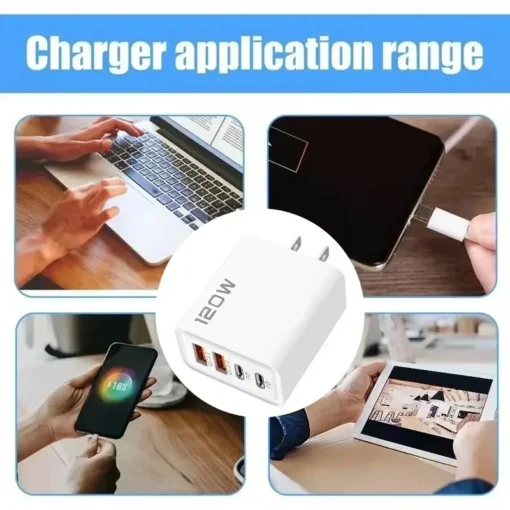 4-Port USB C Fast Charger Station with 120W Power Delivery for iPhone, Samsung, Xiaomi, Huawei, Travel Use - Image 6