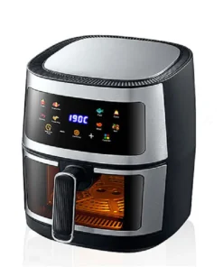 Large-Capacity 6L Stainless Steel Air Fryer - Oil-Free Electric Oven in Black and White
