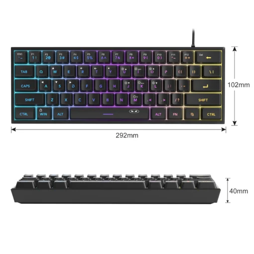 Mini 60% Gaming Keyboard with RGB Backlighting, Ergonomic Waterproof Design for Gamers and Office Use - Image 6