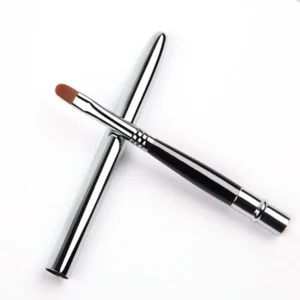 Lip Brush with Metal Handle and Protective Cap for Makeup Application - 03
