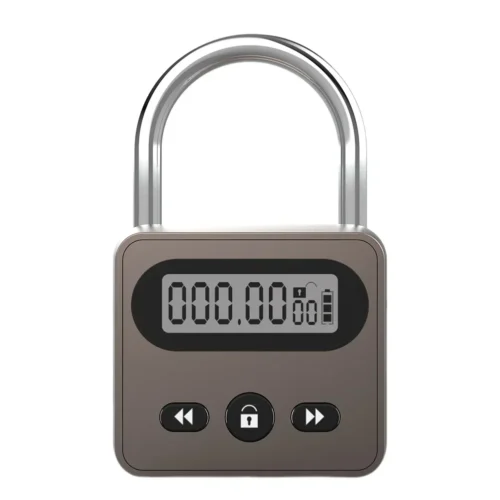 Alternative view of Metal Timer Padlock with LCD Display - 999-Hour Electronic Anti-Addiction Lock