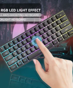 Alternative view of MageGee Mini 60% Gaming Keyboard, RGB Backlit 61 Key Ultra-Compact Keyboard, TS91 Ergonomic Waterproof Mechanical Feeling Office