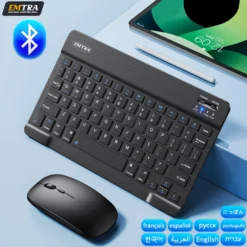 Bluetooth Wireless Keyboard and Mouse Combo with Multi-Language Support for iOS, Android, and Windows Tablets