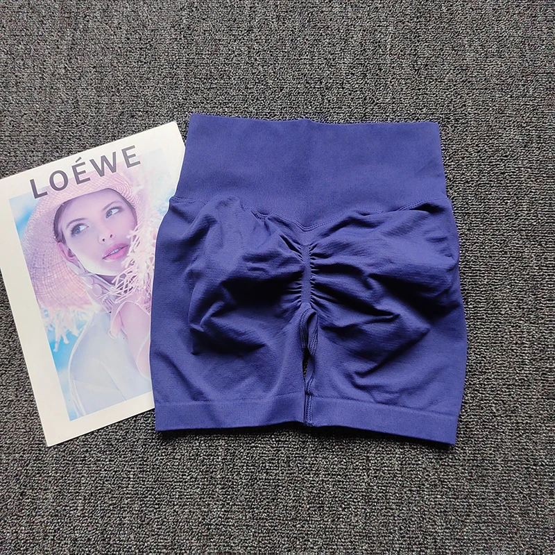 High Waist Peach Yoga Shorts for Women – Knitted, Elastic, Comfortable Fit - Image 6