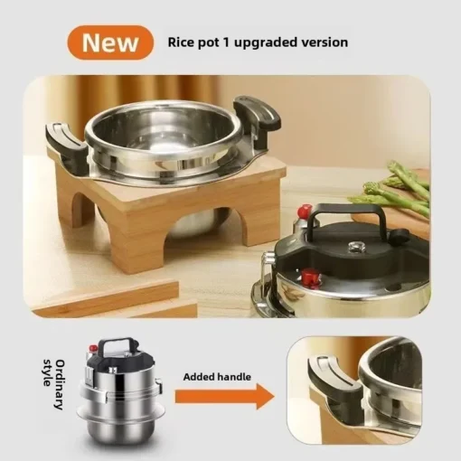 Portable Stainless Steel Pressure Cooker - 0.8-2L with Versatile Use for Outdoor Camping and Kitchen - Image 3