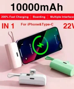 Alternative view of Mini Capsule Power Bank 10,000mAh with Built-in Type-C Cable - Fast Charging External Battery for iPhone and Xiaomi