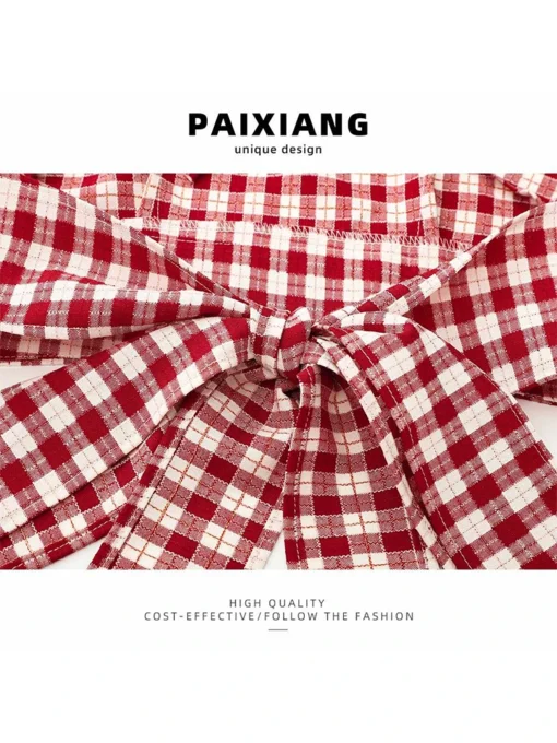 Red Plaid Crop Top with Off Shoulder Design for Women's Vintage Y2k Aesthetic - Image 6