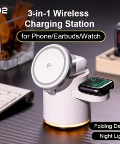 2025 New Qi2 Wireless Charger 3-in-1 Fast Charging Station Stand Folding Holder for iPhone16 15 14 ProMax Airpods Apple Watch