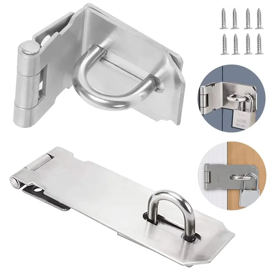Stainless Steel 90-Degree Padlock Hasp for Shed Gate Latch - Image 4