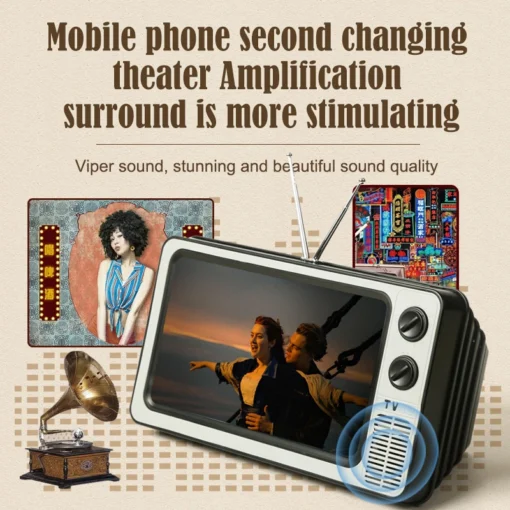 Phone Screen Magnifier with HD Video Amplifier and Retro TV Box Design for iPhone - Image 2