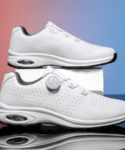 Golf Shoes Air Cushion Men Sports Running Shoes Breathable Lightweight Comfortable Athletic Nonskid Rotating Button Sneakers