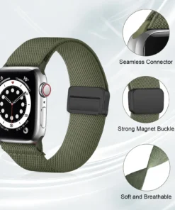 Alternative view of Magnetic Loop For Apple Watch Band 40mm 44mm 45mm 49mm 41mm 38mm Scrunchie Nylon bracelet iwatch ultra 2 Series 9 3 7 8 se strap