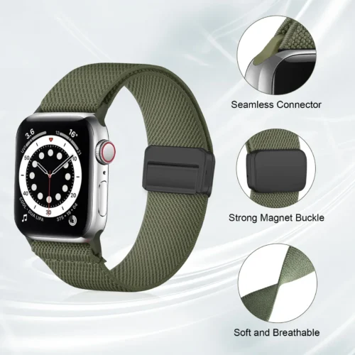 Alternative view of Magnetic Loop For Apple Watch Band 40mm 44mm 45mm 49mm 41mm 38mm Scrunchie Nylon bracelet iwatch ultra 2 Series 9 3 7 8 se strap