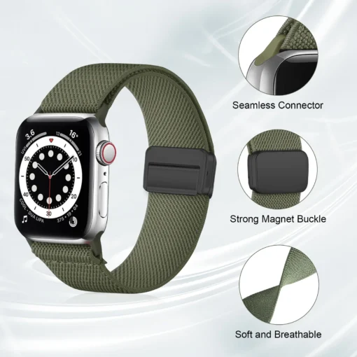 Magnetic Loop Nylon Scrunchie Band for Apple Watch 40mm-49mm - Image 2