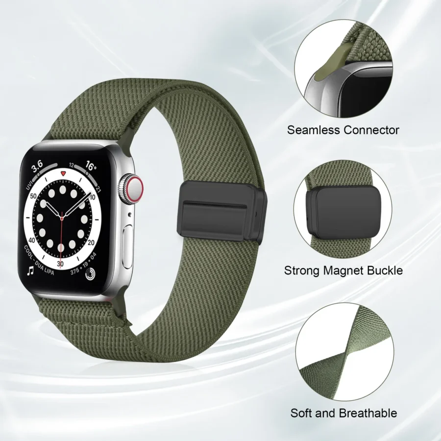 Magnetic Loop For Apple Watch Band 40mm 44mm 45mm 49mm 41mm 38mm Scrunchie Nylon bracelet iwatch ultra 2 Series 9 3 7 8 se strap - Image 2