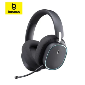 Baseus GH02 Wireless Gaming Headphones with Microphone - Bluetooth 5.3, 40mm Drivers, RGB Lights, Over-Ear Design - black