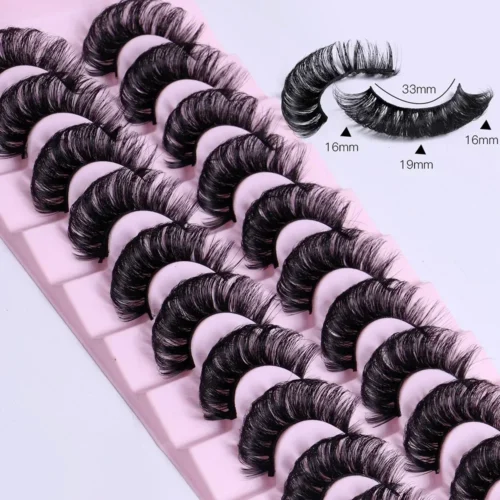 Alternative view of 10 Pairs Russian Strip Lashes DD Curl Lashes 3D Eyelashes Reusable Fluffy False Lashes Russian Extensions