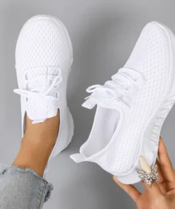 Women's Breathable Mesh Flat Sneakers - Casual Summer Shoes with Free Shipping