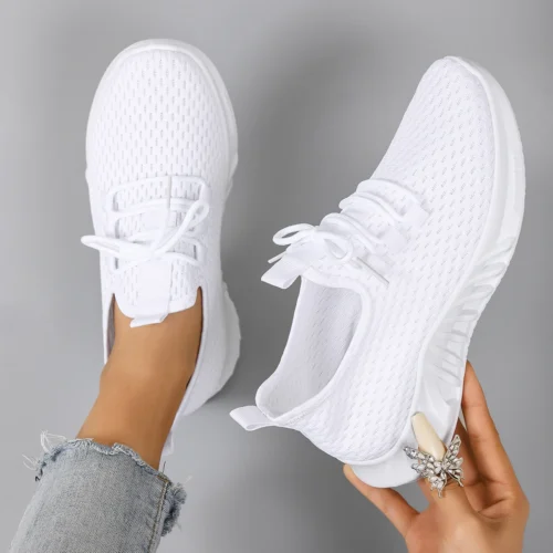 Women's Breathable Mesh Flat Sneakers - Casual Summer Shoes with Free Shipping