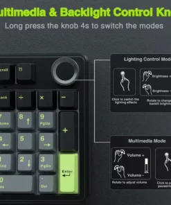 Alternative view of AULA F99PRO Gaming Mechanical Keyboard 99 Key Three Mode Wireless Hot Swappable Gasket Structure Custom Keyboard with Media Knob